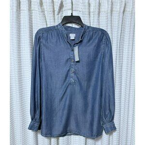 NWT Chicos Drama Sleeve Denim Pullover in Vintage Blue Wash Size 0